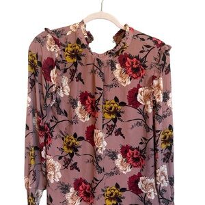 Floral Ruffle Collar Women's Blouse